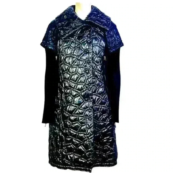 LAFLAMME FOURRURE GLOSSY QUILTED TRENCH GORGEOUS COAT SLEEVES SIZE M - Picture 1 of 16